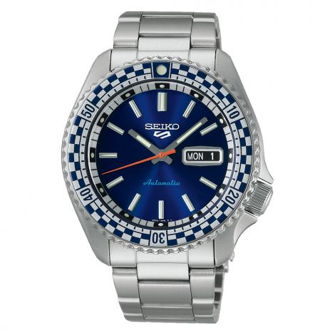 Sportowy zegarek męski Seiko 5 Sports Petrol Blue Checker Flag Special Edition 2024 SRPK65K1