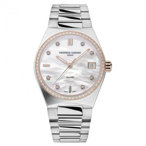 Szwajcarski klasyczny zegarek damski FREDERIQUE CONSTANT Highlife Ladies Quartz Diamond FC-240MPWD2NHD2B-SS