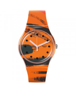 Modowy szwajcarski zegarek Swatch Barns-Graham's Orange and Red on Pink SUOZ362