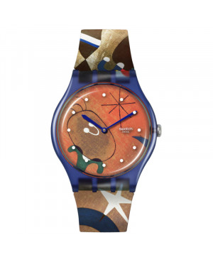 Modowy szwajcarski zegarek Swatch Miro's Women & Bird in the Moonlight SO29Z136