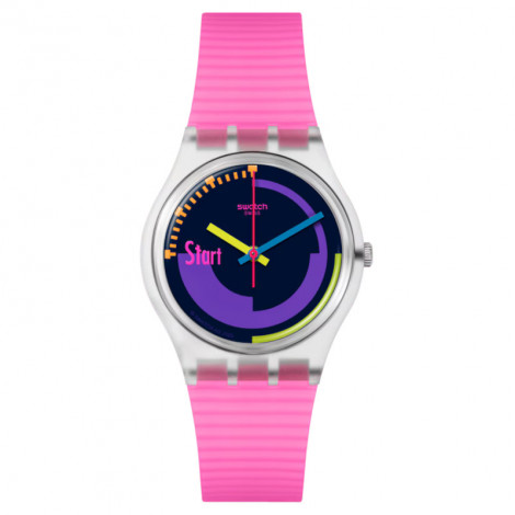 Szwajcarski modowy zegarek Swatch Neon Pink Podium SO28K111