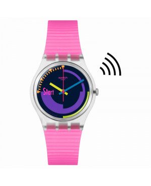 Szwajcarski modowy zegarek Swatch Neon Pink Podium Pay! SO28K112-5300