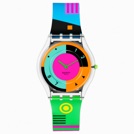 Szwajcarski modowy zegarek Swatch Neon Hot Racer SS08K119