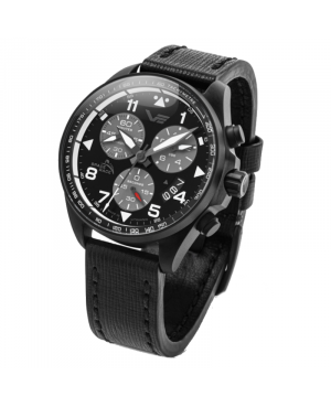 Sportowy zegarek męski Vostok Europe Space Race Full Black Chrono 6S30-325C744