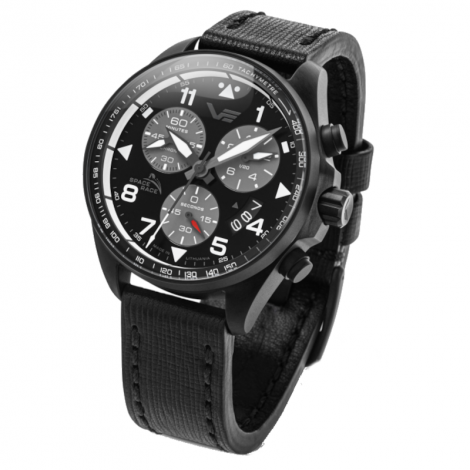 Sportowy zegarek męski Vostok Europe Space Race Full Black Chrono 6S30-325C744