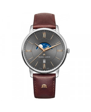 Szwajcarski, klasyczny zegarek męski MAURICE LACROIX Eliros Moonphase EL1108-SS001-311-1 (EL1108SS0013111)