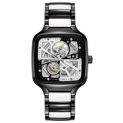 Szwajcarski elegancki zegarek unisex RADO R27086752 True Square Automatic Open Heart Diamonds Limited Edition