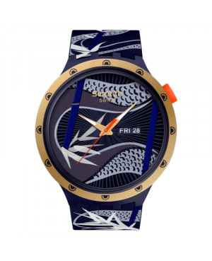 Szwajcarski modowy zegarek unisex Swatch Blue And Golden Lithe Dancer SB05Z700