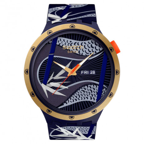 Szwajcarski modowy zegarek unisex Swatch Blue And Golden Lithe Dancer SB05Z700