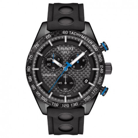 Szwajcarski, sportowy zegarek męski Tissot PRS 516 Chronograph T100.417.37.201.00 (T1004173720100) pasek kauczukowy