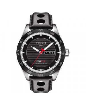 Szwajcarski, sportowy zegarek męski TISSOT PRS 516 Powermatic 80 T100.430.16.051.00 (T1004301605100) na skórzanym pasku
