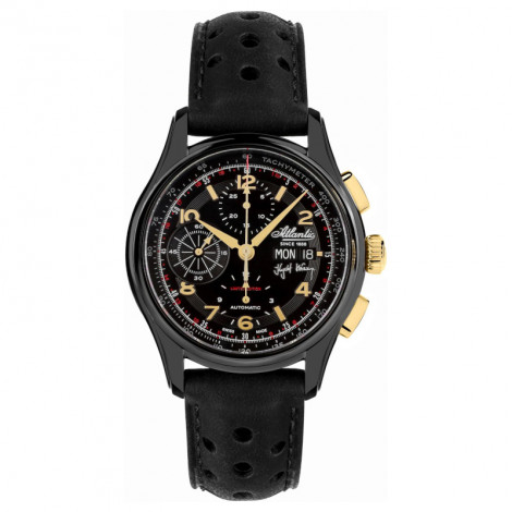 Szwajcarski elegancki zegarek męski Atlantic Worldmaster Krzysztof  Hołowczyc Limited Edition 177 55853.46.95LE