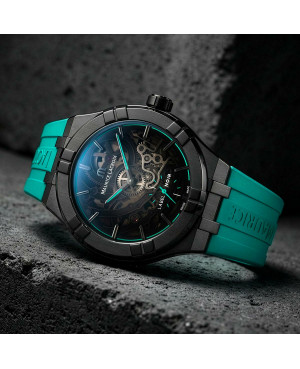 Szwajcarski elegancki zegarek męski MAURICE LACROIX Aikon Automatic Skeleton Label Noir AI6028-DLB0B-030-H