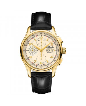 Szwajcarski elegancki zegarek męski Atlantic Worldmaster Prestige Valjoux Limited Edition 2026 55853.45.35