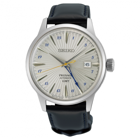 Zegarek męski Seiko Presage Cocktail Time GMT „Silver Bullet” SSK049J1