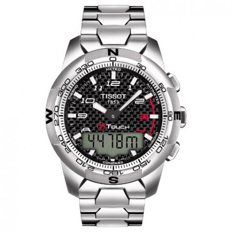 Szwajcarski, sportowy zegarek męski TISSOT T-TOUCH II T047.420.44.207.00 (T0474204420700) tytanowy na bransolecie