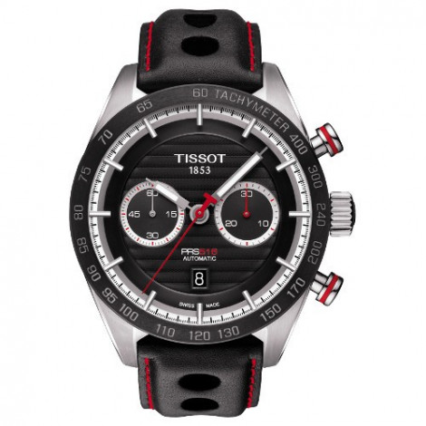 Szwajcarski, sportowy zegarek  męski TISSOT PRS 516 AUTOMATIC CHRONOGRAPH T100.427.16.051.00 (T1004271605100) na pasku