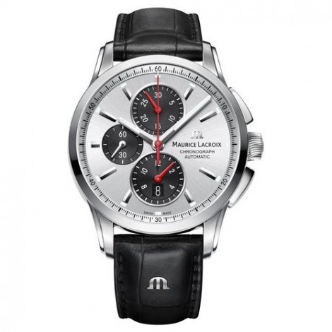 Szwajcarski sportowy zegarek męski MAURICE LACROIX Pontos Chronograph PT6388-SS001-131-1 (PT6388SS0011311)