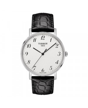Szwajcarski, klasyczny zegarek męski TISSOT EVERYTIME MEDIUM T109.410.16.032.00 (T1094101603200) na czarnym skórzanym pasku