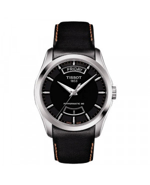 Szwajcarski, elegancki zegarek męski TISSOT Couturier Powermatic 80 T035.407.16.051.03 (T0354071605103) na czarnym pasku