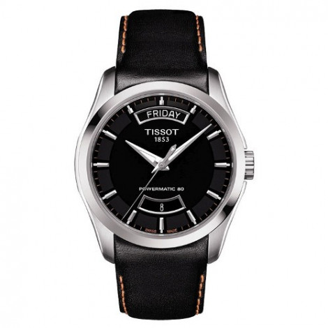 Szwajcarski, elegancki zegarek męski TISSOT Couturier Powermatic 80 T035.407.16.051.03 (T0354071605103) na czarnym pasku