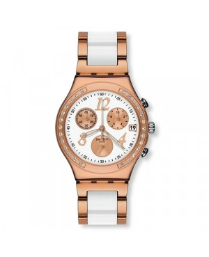 Szwajcarski, modowy zegarek damski Swatch Irony Chrono YCG406G DREAMWHITE ROSE
