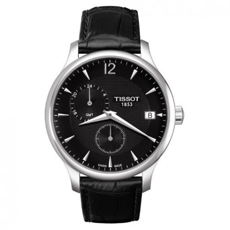 Szwajcarski, klasyczny zegarek męski Tissot Tradition GMT T063.639.16.057.00 (T0636391605700) na pasku