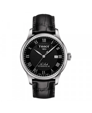 Szwajcarski, elegancki zegarek męski TISSOT Le Locle Powermatic 80 T006.407.16.053.00 (T0064071605300) na czarnym pasku