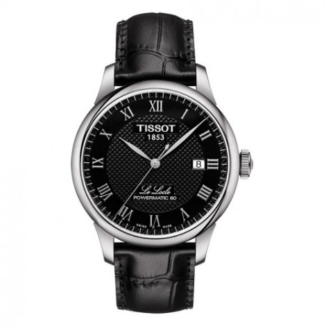 Szwajcarski, elegancki zegarek męski TISSOT Le Locle Powermatic 80 T006.407.16.053.00 (T0064071605300) na czarnym pasku