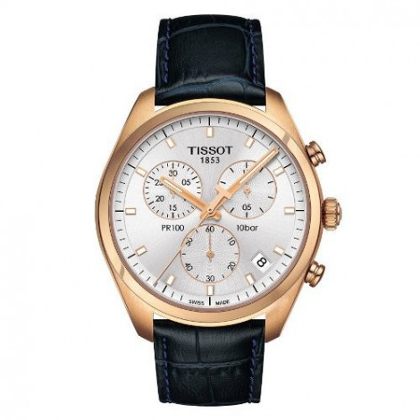 Szwajcarski, elegancki zegarek męski TISSOT PR 100 Chronograph T101.417.36.031.00 (T1014173603100) z szafirowym szkłem