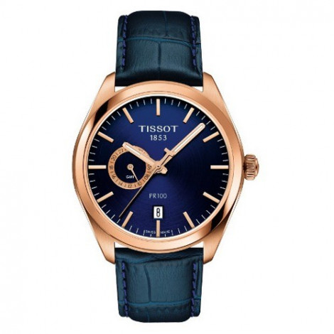 Szwajcarski, klasyczny zegarek męski Tissot PR 100 DUALTIME GMT T101.452.36.041.00 (T1014523604100) na skórzanym pasku