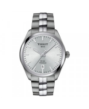 Szwajcarski, klasyczny zegarek męski TISSOT PR 100 TITANIUM GENT T101.410.44.031.00 (T1014104403100) na bransolecie