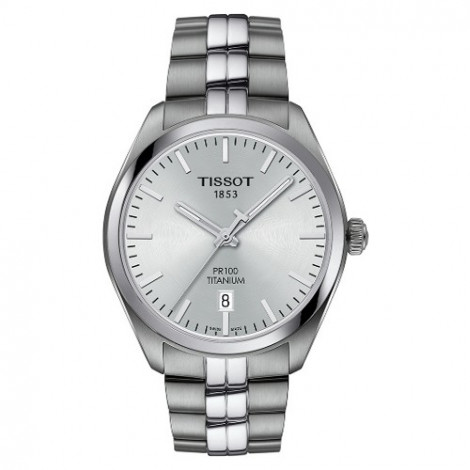 Szwajcarski, klasyczny zegarek męski TISSOT PR 100 TITANIUM GENT T101.410.44.031.00 (T1014104403100) na bransolecie