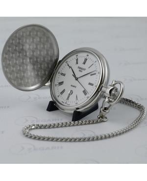 Szwajcarski zegarek kieszonkowy, męski TISSOT SAVONNETTES T83.6.553.13 (T83655313) z białą tarczą