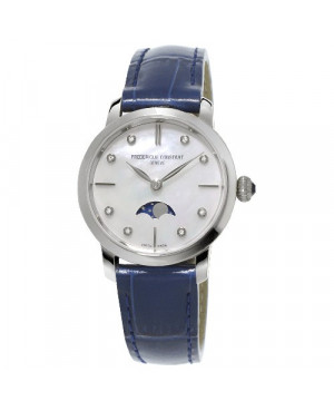 Szwajcarski, klasyczny zegarek damski FREDERIQUE CONSTANT Slimline Ladies Moonphase FC-206MPWD1S6 (FC206MPWD1S6)