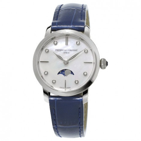 Szwajcarski, klasyczny zegarek damski FREDERIQUE CONSTANT Slimline Ladies Moonphase FC-206MPWD1S6 (FC206MPWD1S6)